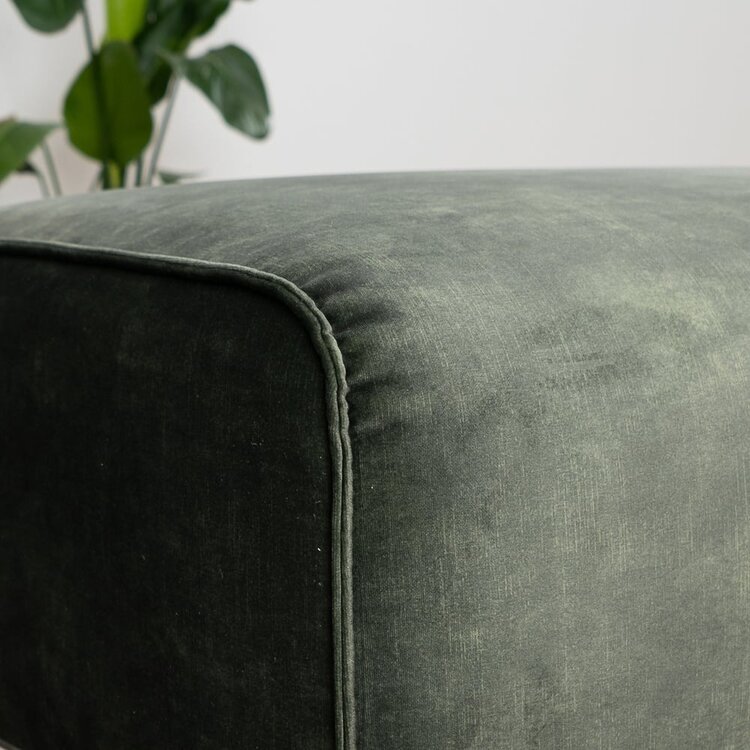 Pouf en velours Vegas vert foncé