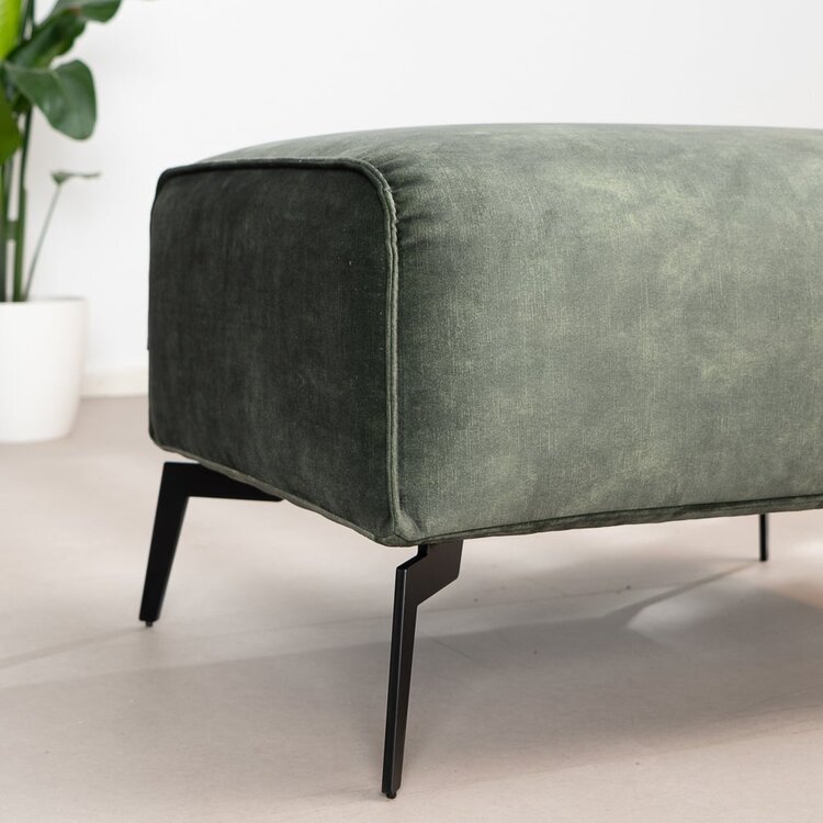 Pouf en velours Vegas vert foncé