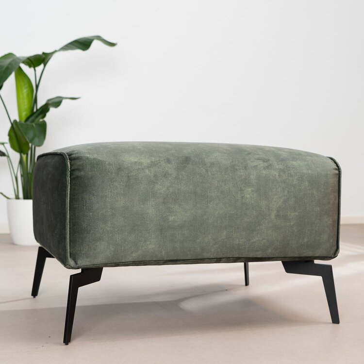 Pouf en velours Vegas vert foncé