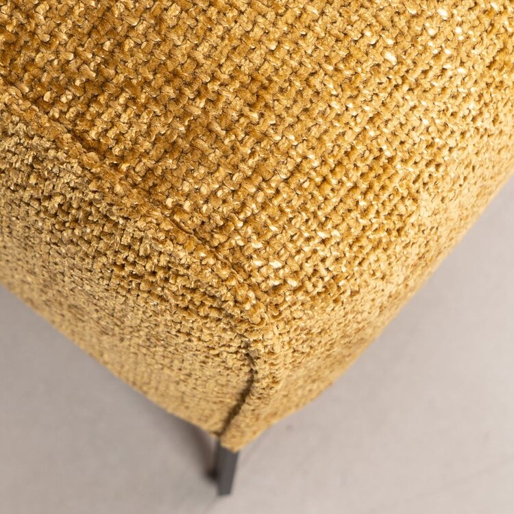 Pouf scandinave chenille Vegas jaune ocre / cognac