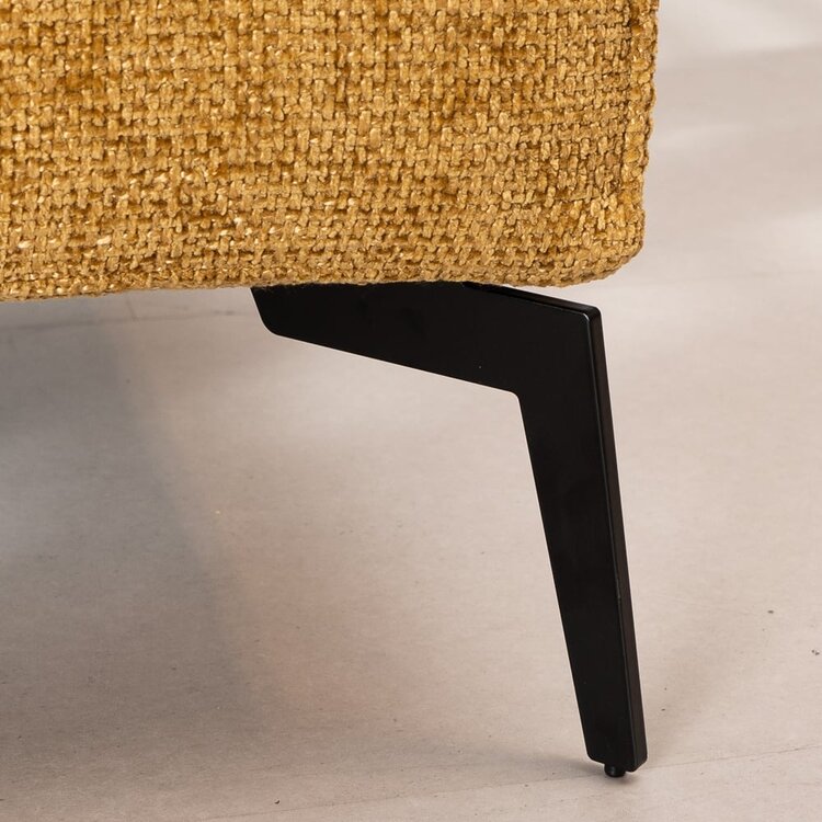 Pouf scandinave chenille Vegas jaune ocre / cognac