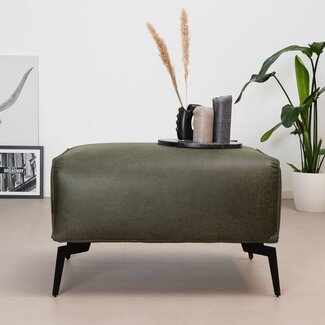 Pouf éco-cuir Vegas vert olive