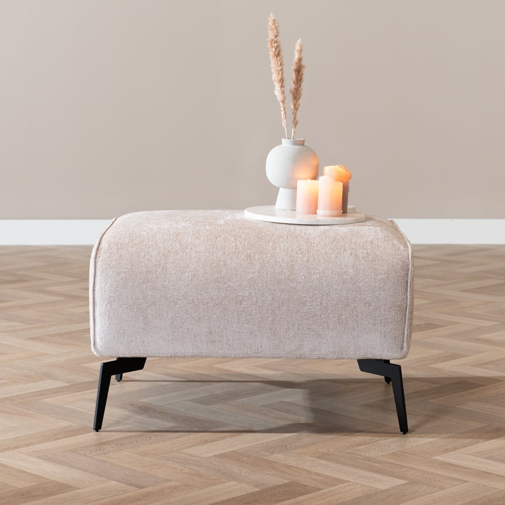 Pouf scandinave chenille Vegas blanc