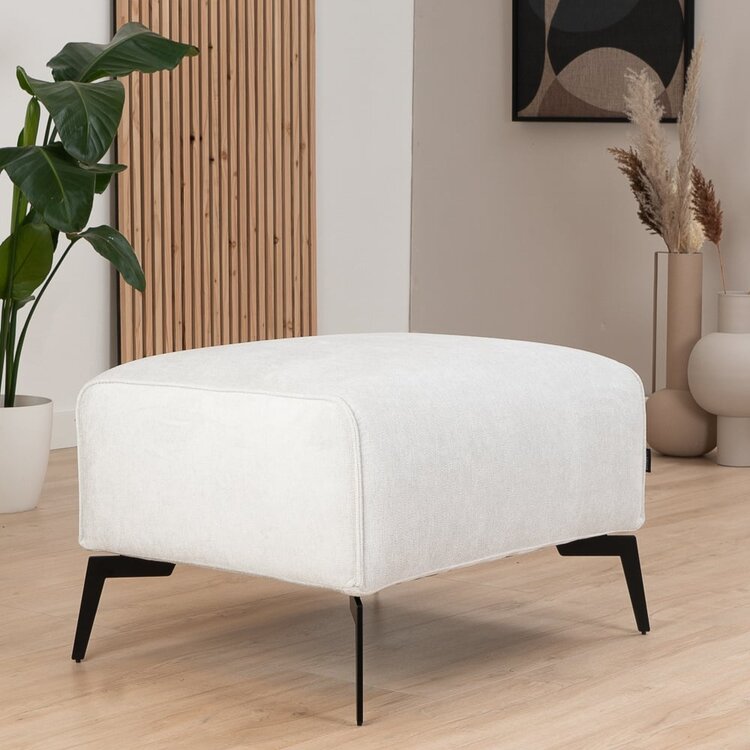 Pouf scandinave tissu chiné Vegas blanc