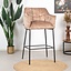 Tabouret de bar velours Jayron taupe 82 cm