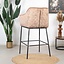 Tabouret de bar velours Jayron taupe 82 cm