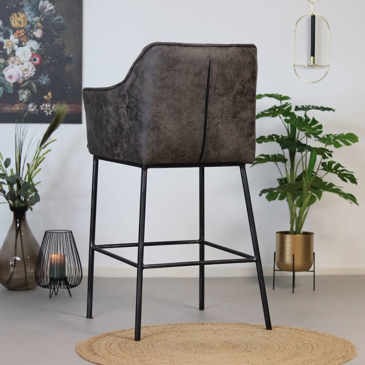 Tabouret de bar industriel Aaron anthracite 82 cm