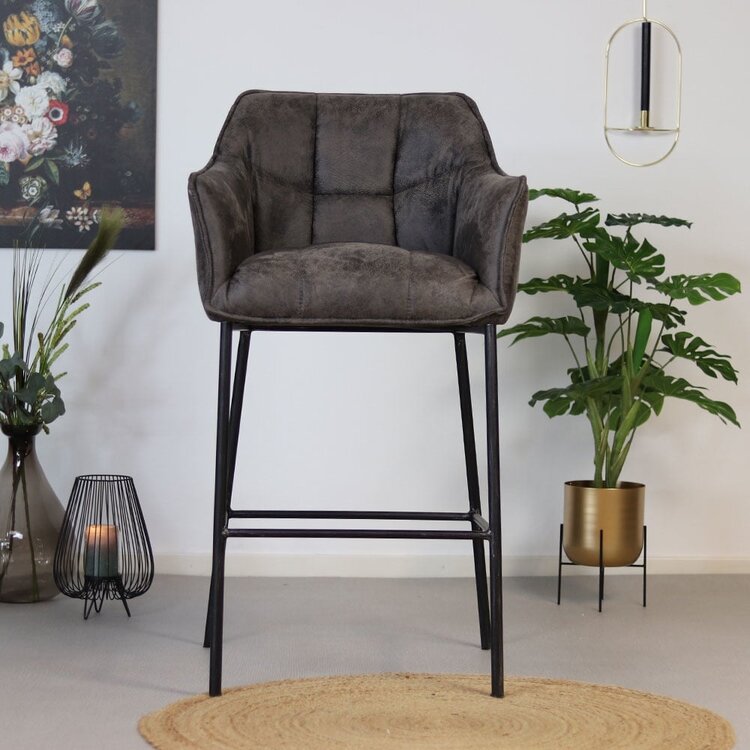 Tabouret de bar industriel Aaron anthracite 82 cm