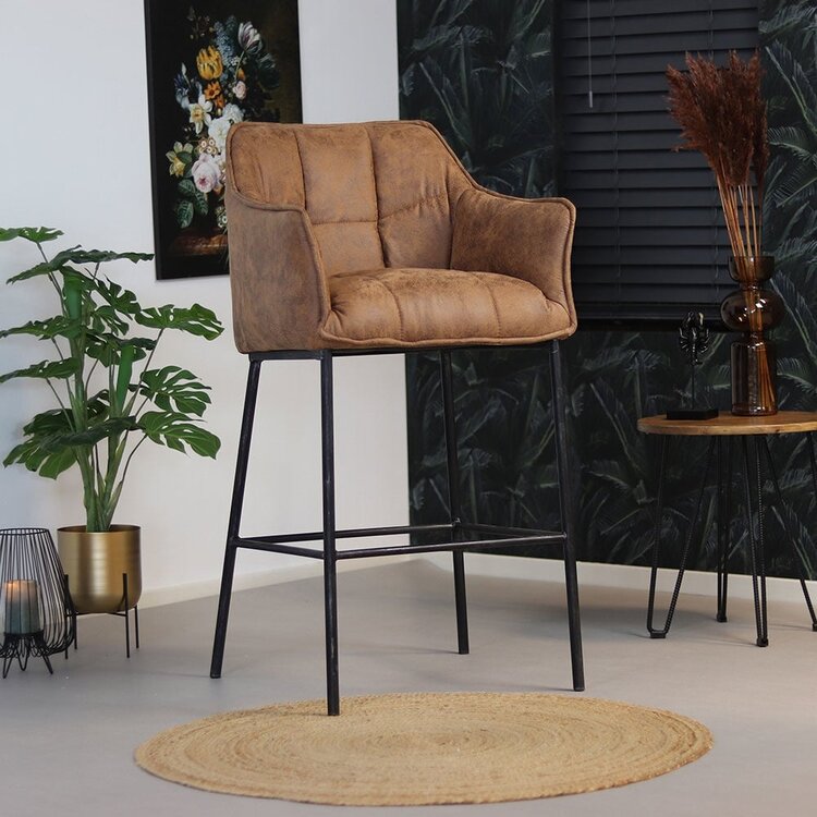 Tabouret de bar industriel Aaron cognac 82 cm