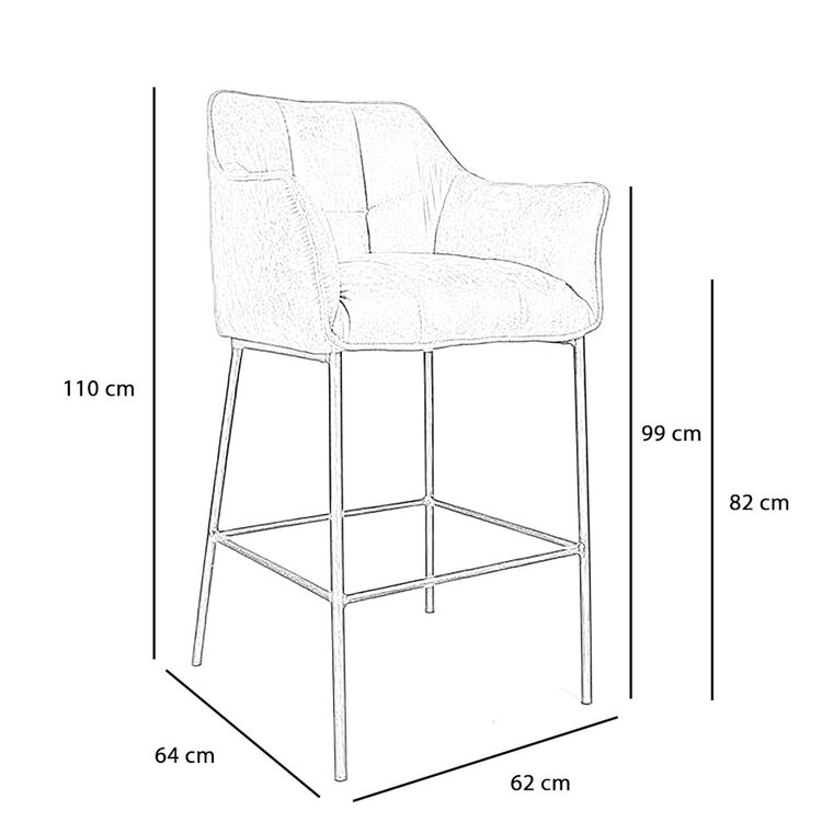 Tabouret de bar industriel Aaron cognac 82 cm