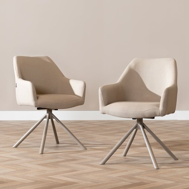 Chaise de salle à manger pivotante Ida taupe tissu recyclé