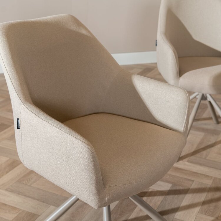 Chaise de salle à manger pivotante Ida taupe tissu recyclé