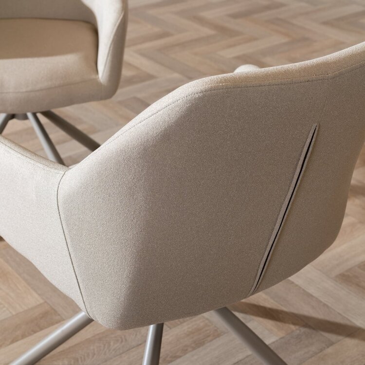 Chaise de salle à manger pivotante Ida taupe tissu recyclé