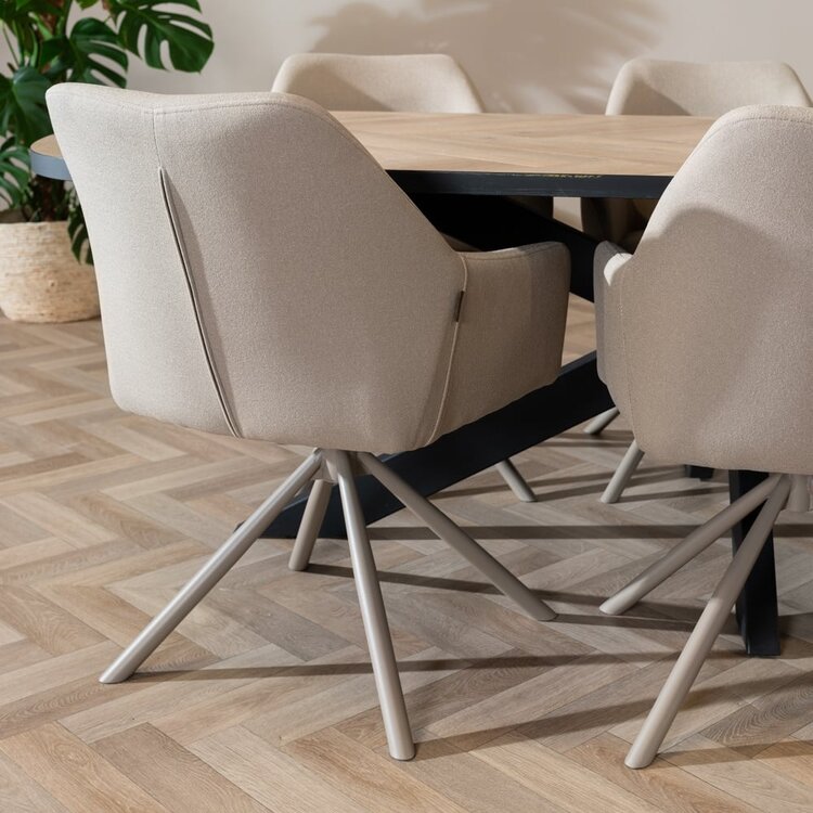 Chaise de salle à manger pivotante Ida taupe tissu recyclé
