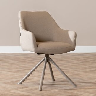 Chaise de salle à manger pivotante Ida taupe tissu recyclé
