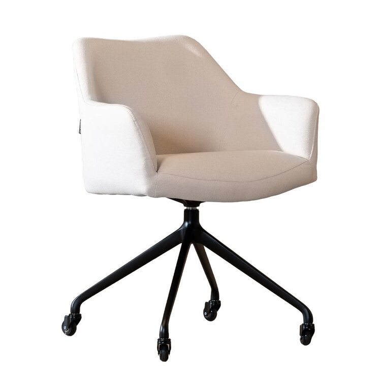 Chaise de salle à manger à roulettes Isak beige tissu recyclé