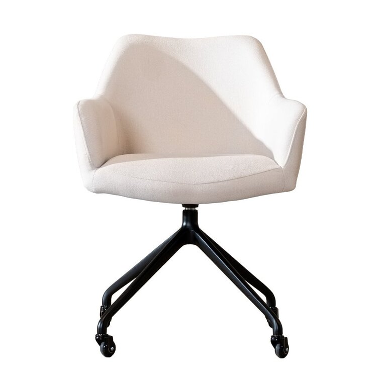 Chaise de salle à manger à roulettes Isak beige tissu recyclé