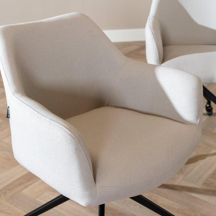 Chaise de salle à manger à roulettes Isak gris clair tissu recyclé