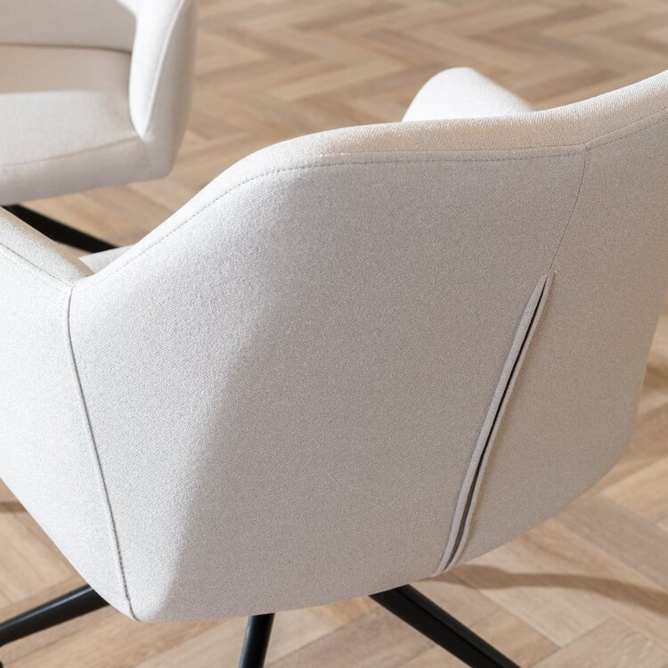 Chaise de salle à manger à roulettes Isak gris clair tissu recyclé