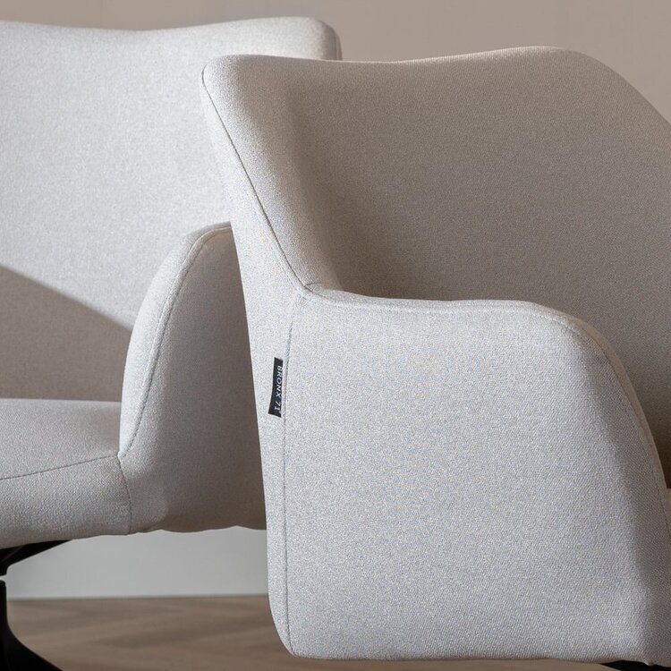 Chaise de salle à manger à roulettes Isak gris clair tissu recyclé