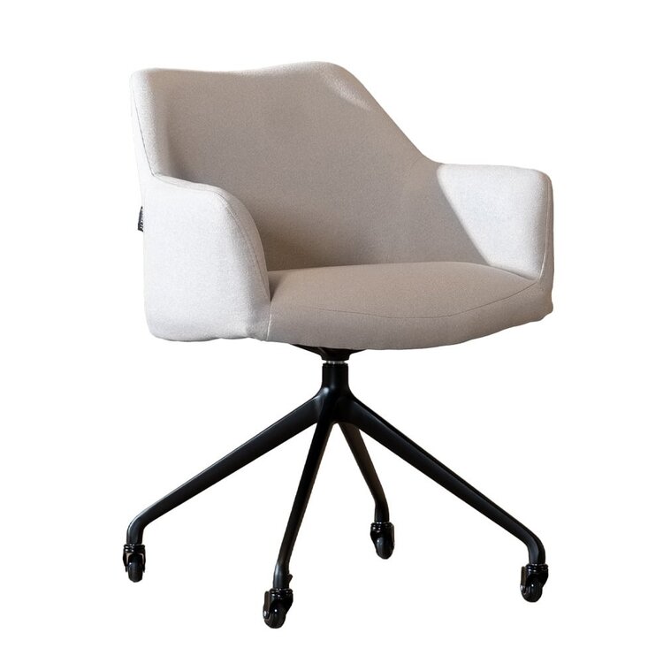 Chaise de salle à manger à roulettes Isak gris clair tissu recyclé