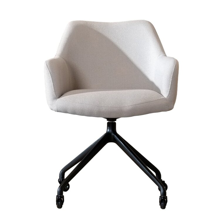 Chaise de salle à manger à roulettes Isak gris clair tissu recyclé