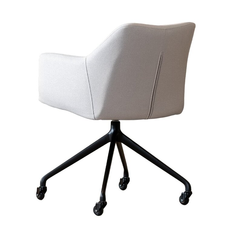 Chaise de salle à manger à roulettes Isak gris clair tissu recyclé