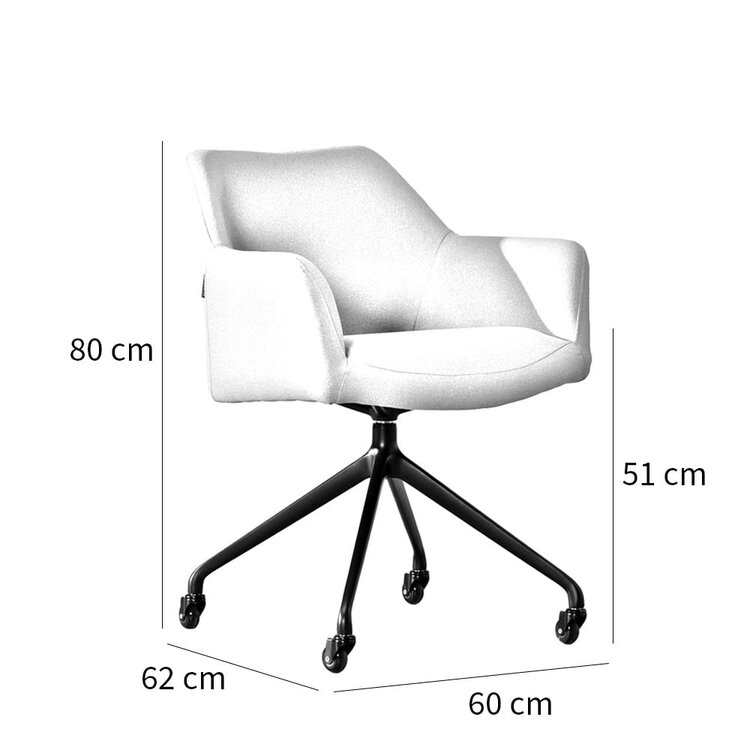 Chaise de salle à manger à roulettes Isak gris clair tissu recyclé