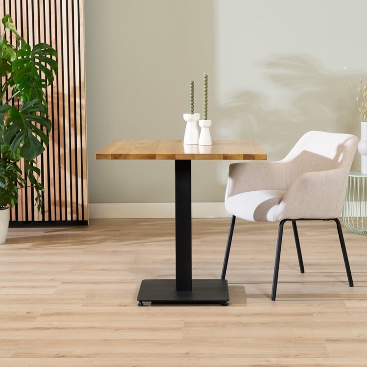 Table à manger en chêne massif bistro Sven 80 x 80 cm