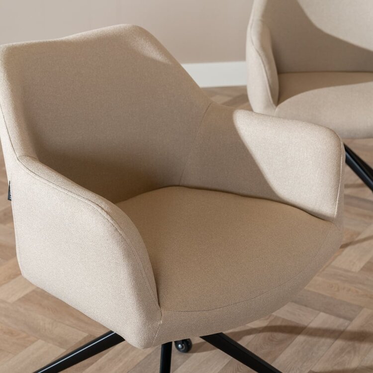 Chaise de salle à manger à roulettes Isak taupe tissu recyclé