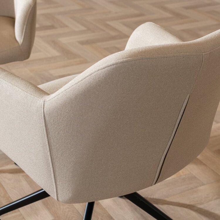Chaise de salle à manger à roulettes Isak taupe tissu recyclé
