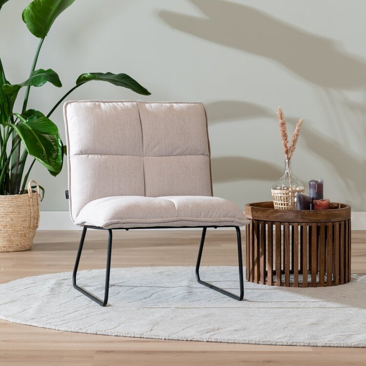 Fauteuil scandinave Joran beige tissu recyclé