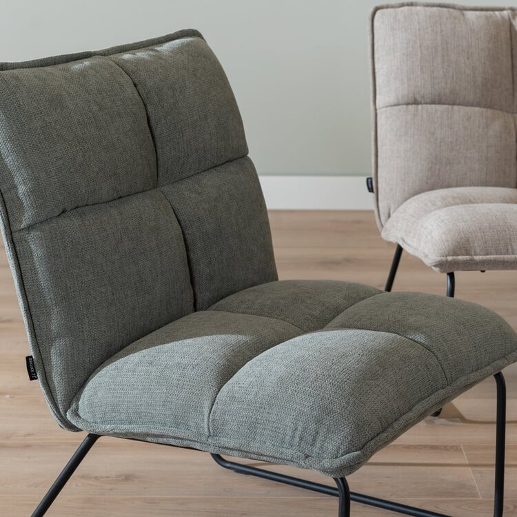 Fauteuil scandinave Joran vert tissu recyclé