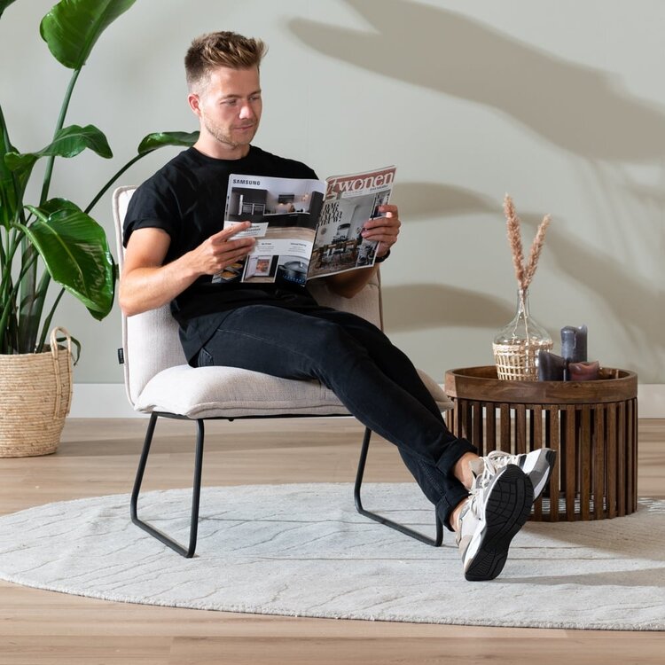 Fauteuil scandinave Joran taupe tissu recyclé