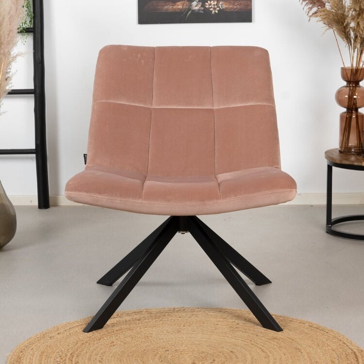 Fauteuil en velours Eevi rose