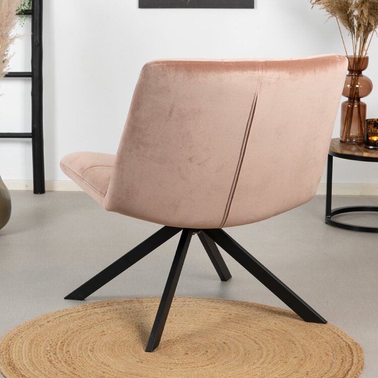 Fauteuil en velours Eevi rose