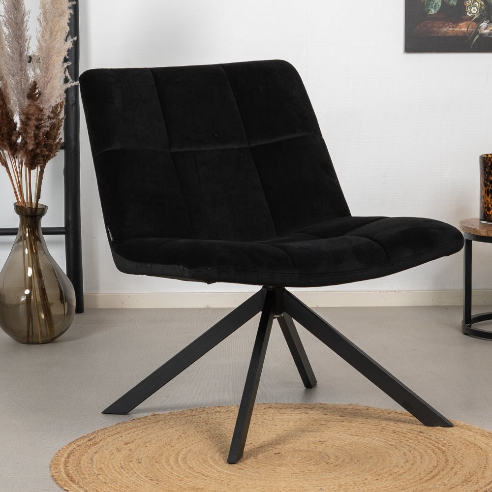 Fauteuil en velours Eevi noir