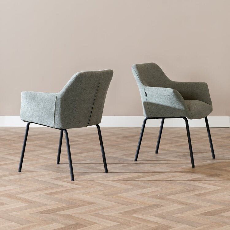 Chaise de salle à manger scandinave Sten vert tissu recyclé