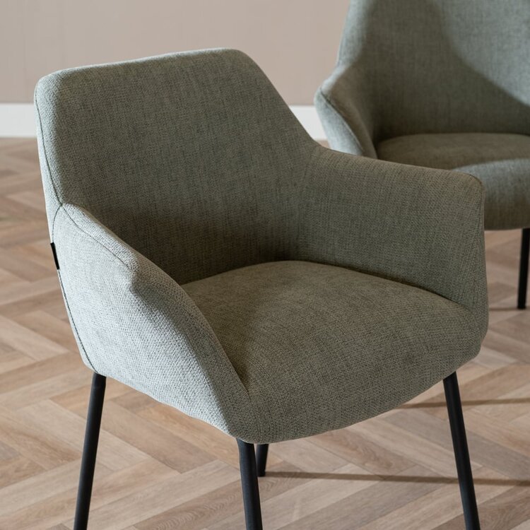 Chaise de salle à manger scandinave Sten vert tissu recyclé