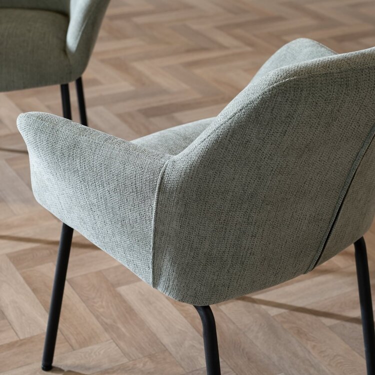 Chaise de salle à manger scandinave Sten vert tissu recyclé