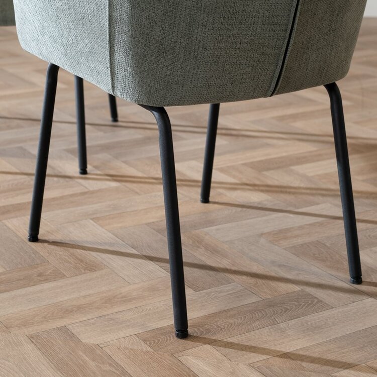 Chaise de salle à manger scandinave Sten vert tissu recyclé