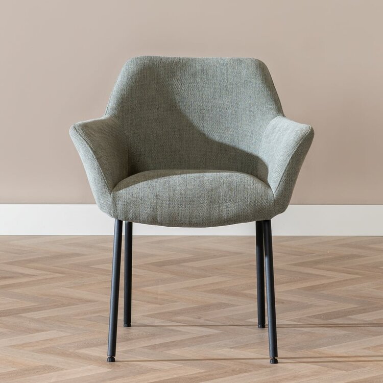 Chaise de salle à manger scandinave Sten vert tissu recyclé