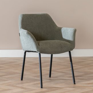 Chaise de salle à manger scandinave Sten vert tissu recyclé