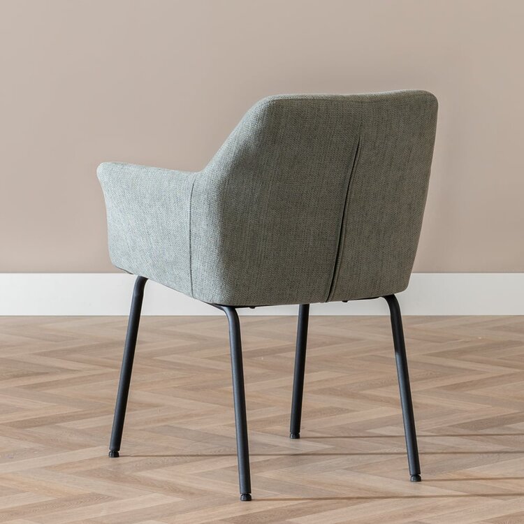 Chaise de salle à manger scandinave Sten vert tissu recyclé