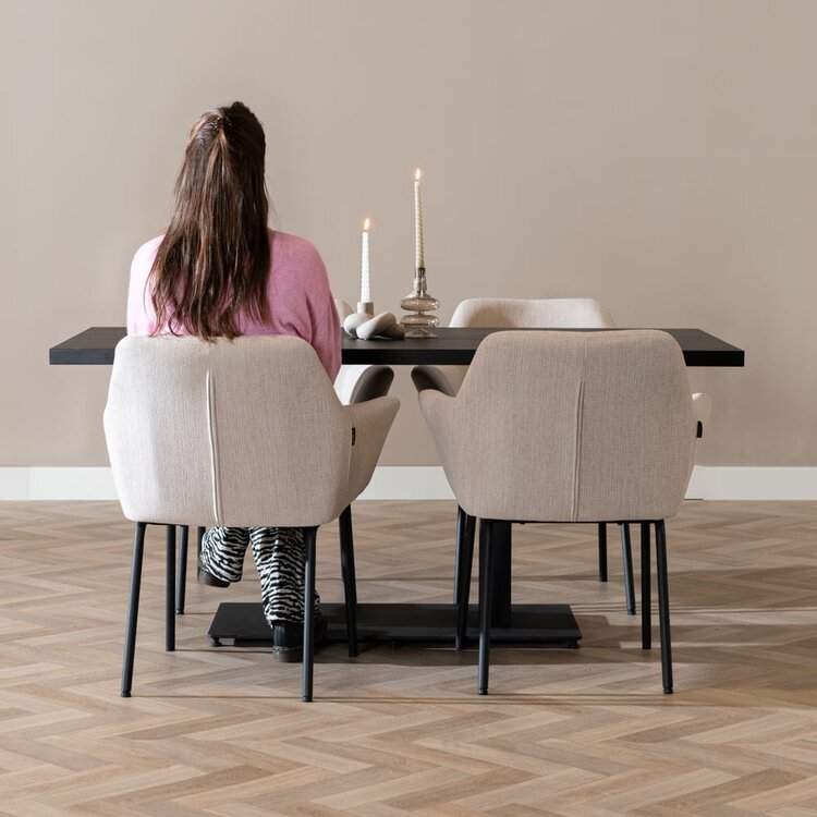 Chaise de salle à manger scandinave Sten vert tissu recyclé