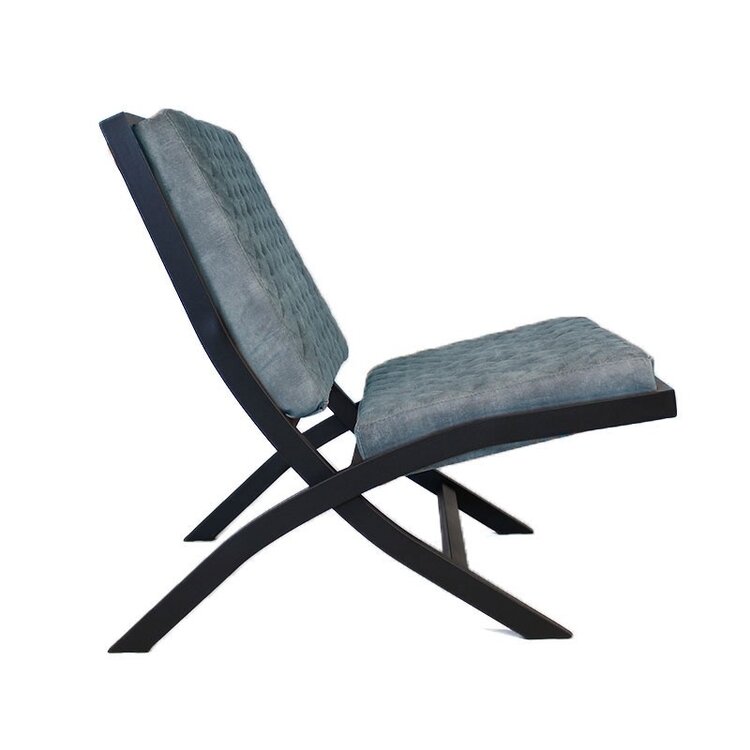 Fauteuil design en velours Madrid bleu