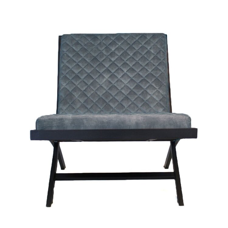 Fauteuil design en velours Madrid bleu