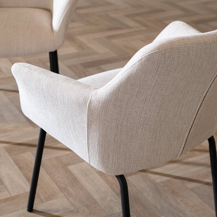 Chaise de salle à manger scandinave Sten beige tissu recyclé