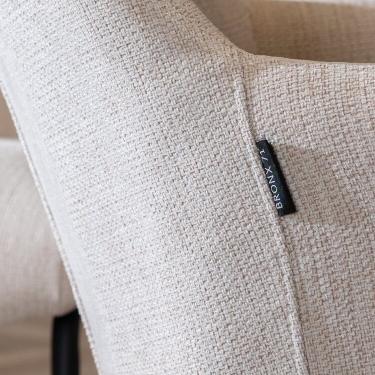 Chaise de salle à manger scandinave Sten beige tissu recyclé