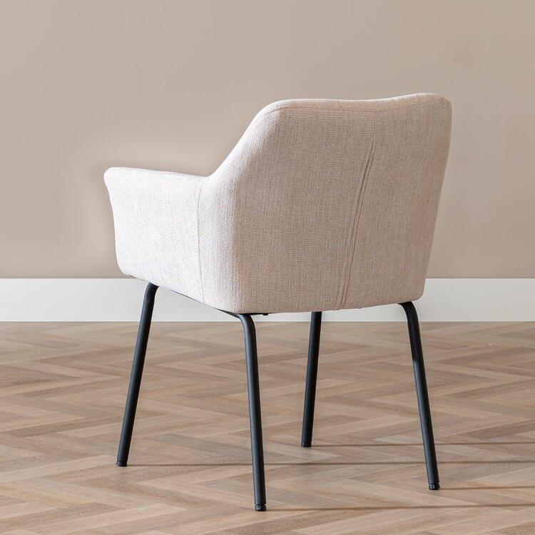 Chaise de salle à manger scandinave Sten beige tissu recyclé